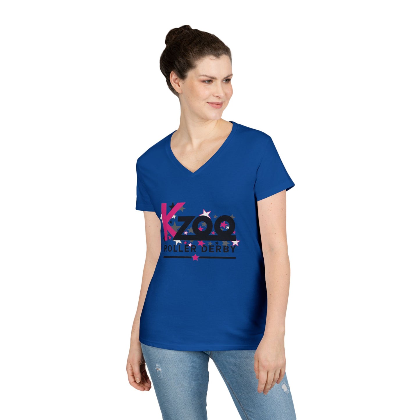Kzoo Roller Derby Women's V-Neck T-Shirt — Kalamazoo Roller Derby Fan Tee