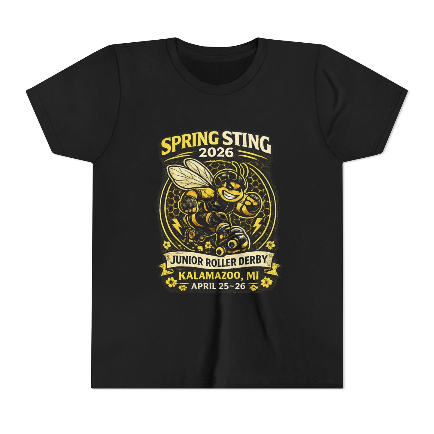 Youth Tee — Spring Sting 2026 Junior Roller Derby Kalamazoo (April 25–26)