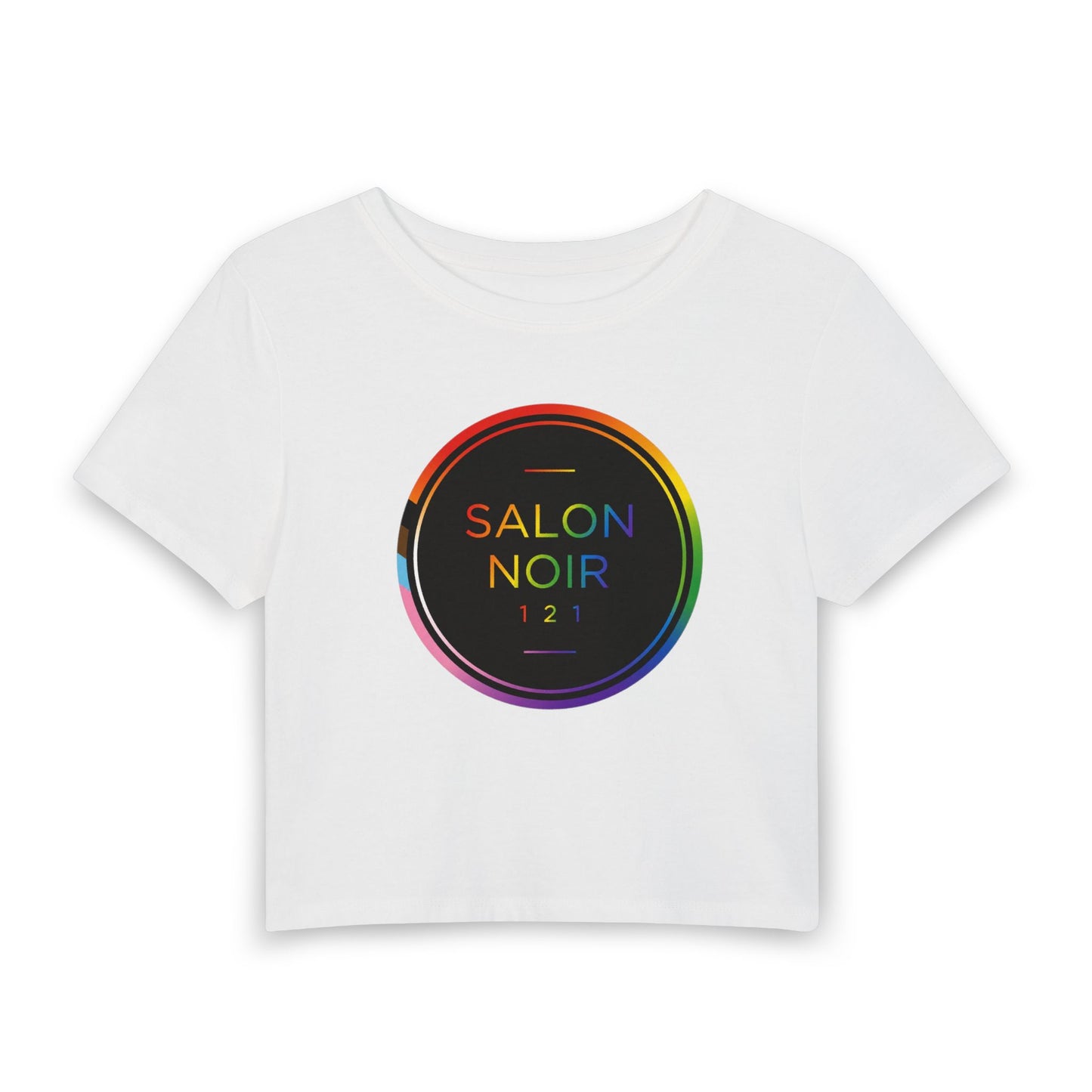 Salon Noir Crop Tee — Rainbow Circle Logo Women's Baby T-Shirt