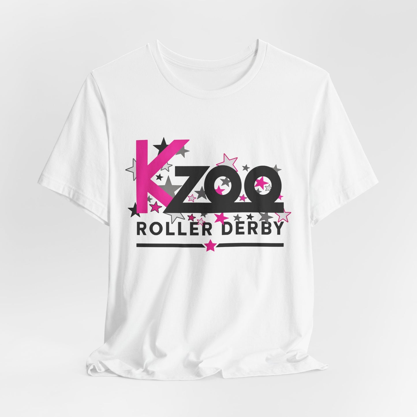 KZoo Roller Derby T-Shirt — Pink & Black Star Logo Tee