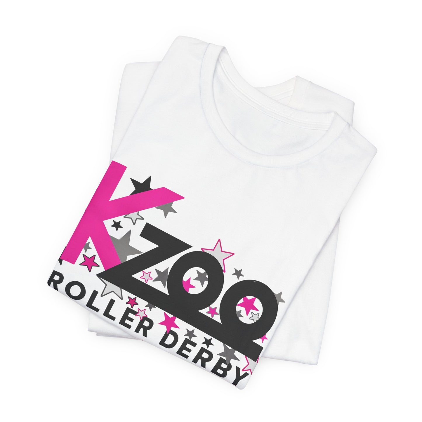 KZoo Roller Derby T-Shirt — Pink & Black Star Logo Tee
