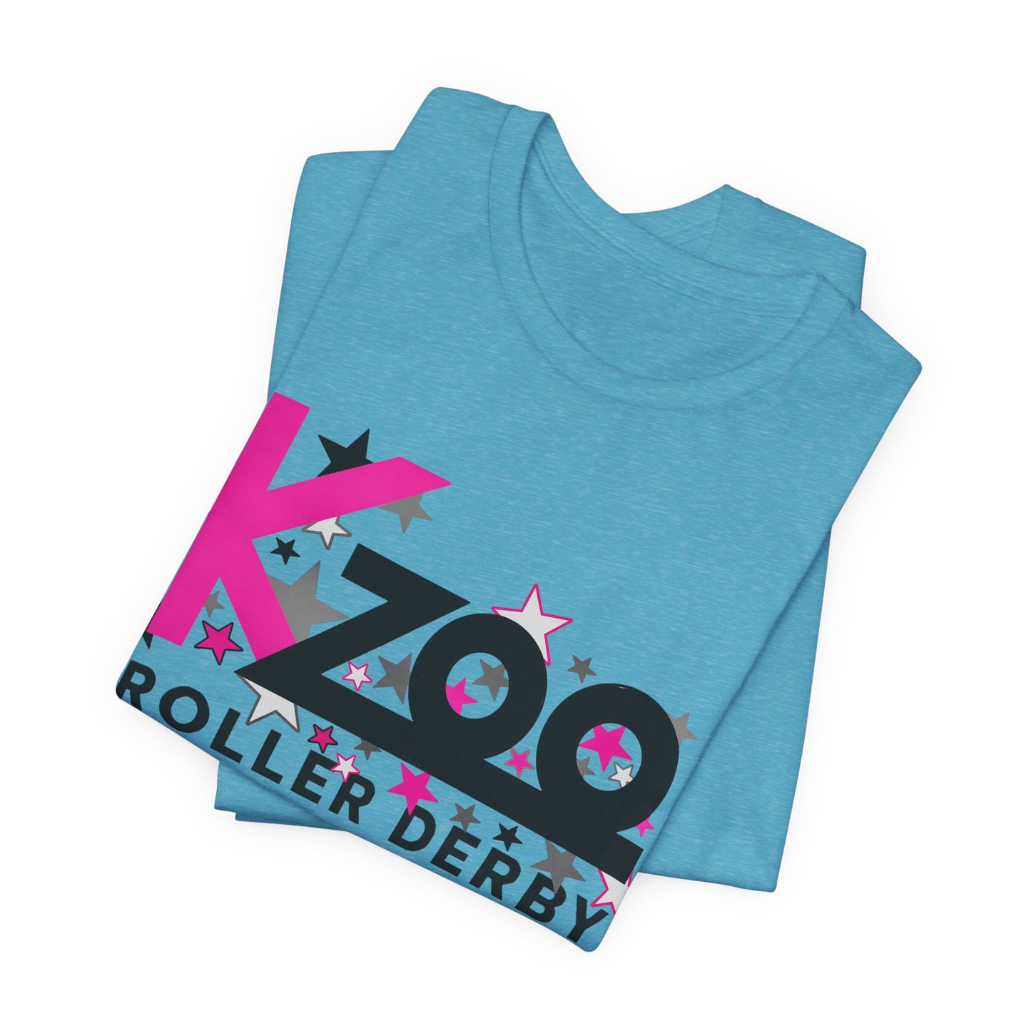 KZoo Roller Derby T-Shirt — Pink & Black Star Logo Tee