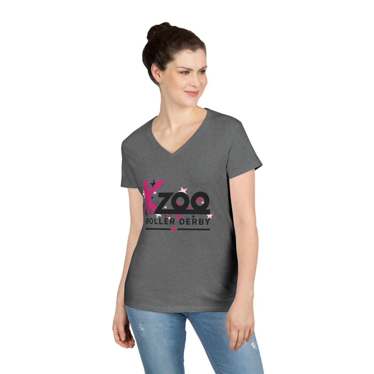 Kzoo Roller Derby Women's V-Neck T-Shirt — Kalamazoo Roller Derby Fan Tee